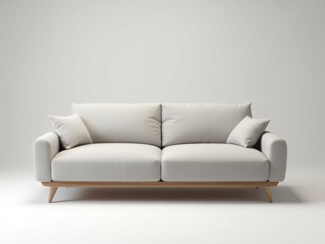 The 'Taipei Serenity' sofa, front angle view showcasing elegant lines