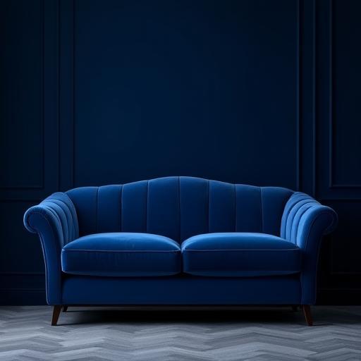 Velvet loveseat in deep blue