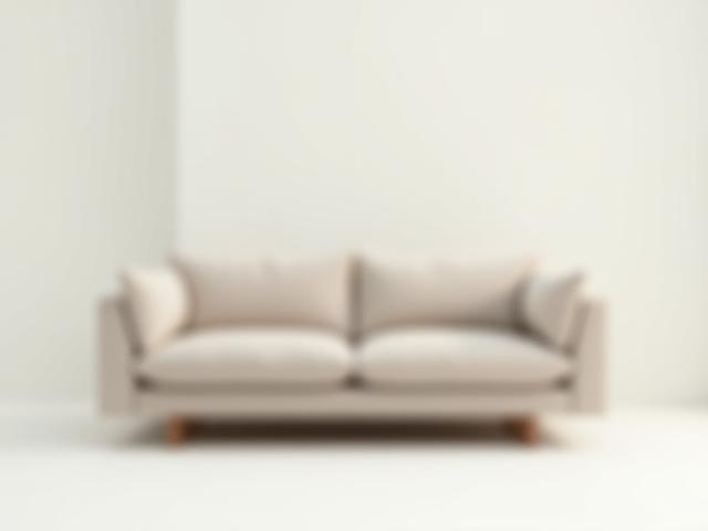 Minimalist two-seater sofa in neutral tones