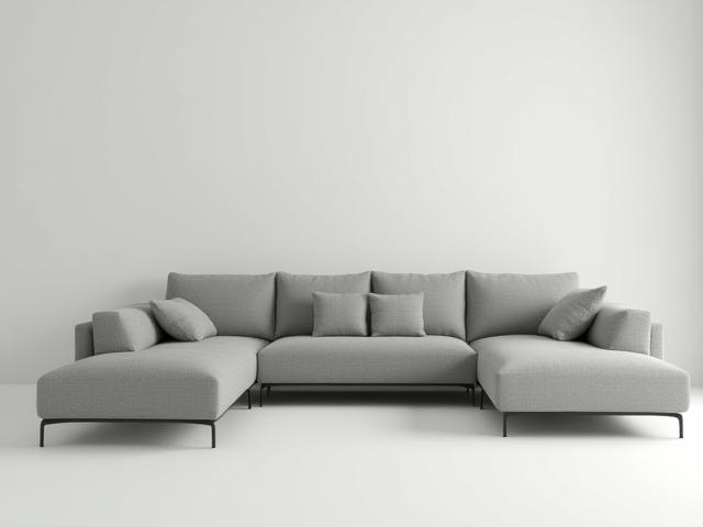 Modern sectional sofa in grey fabric